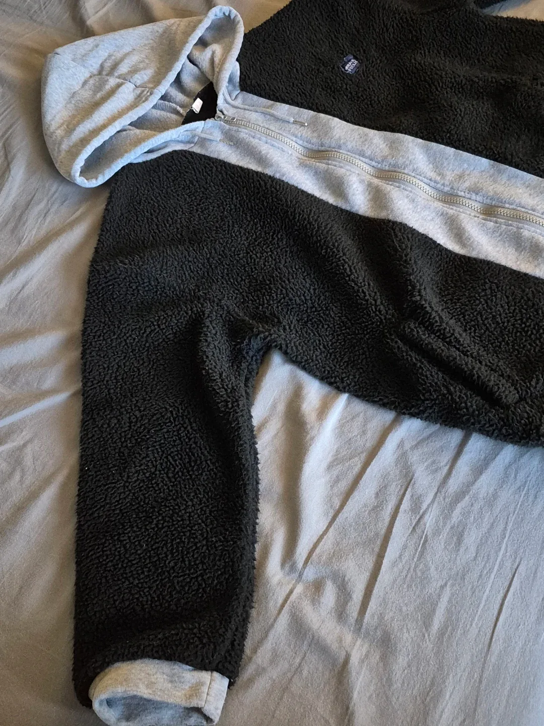 black and light Grey fleece zip up hoodie - photo 4