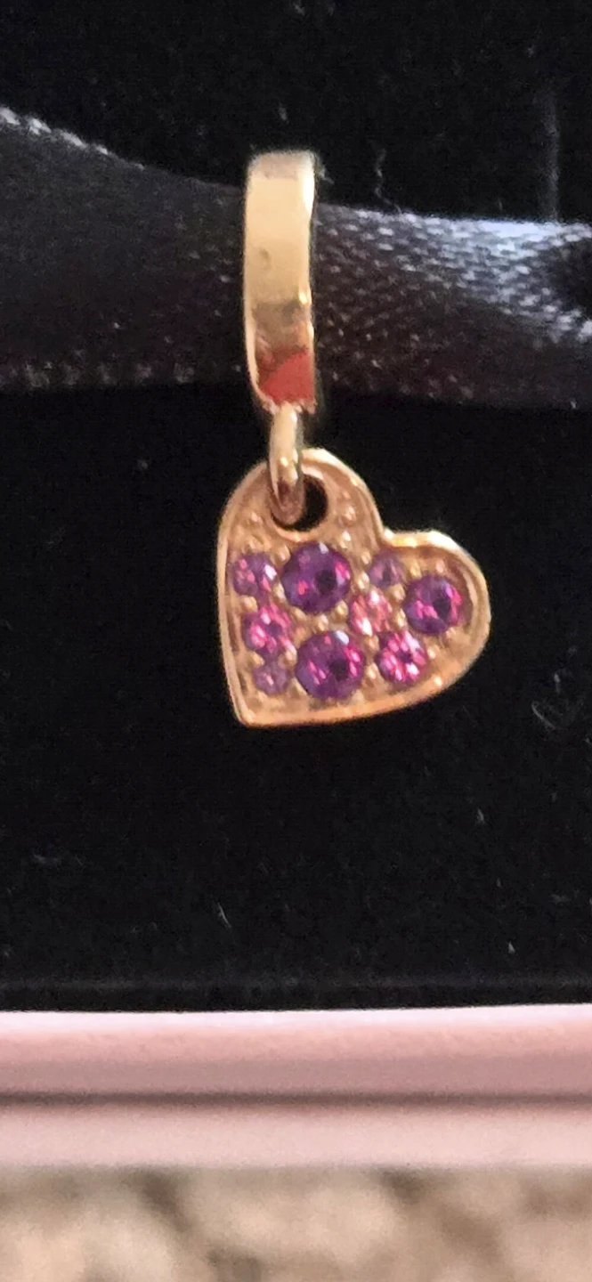 Pandora Rose Gold Heart Charm with Purple Stones - photo 2