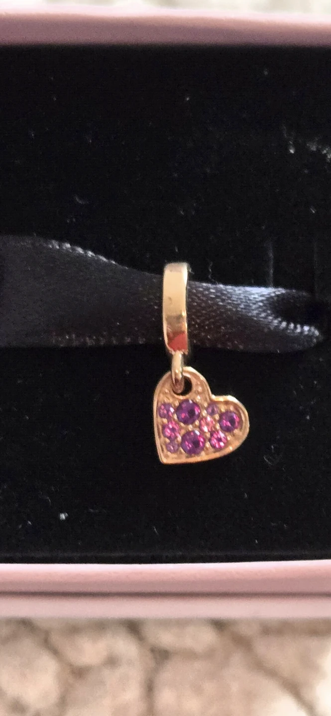 Pandora Rose Gold Heart Charm with Purple Stones - photo 3