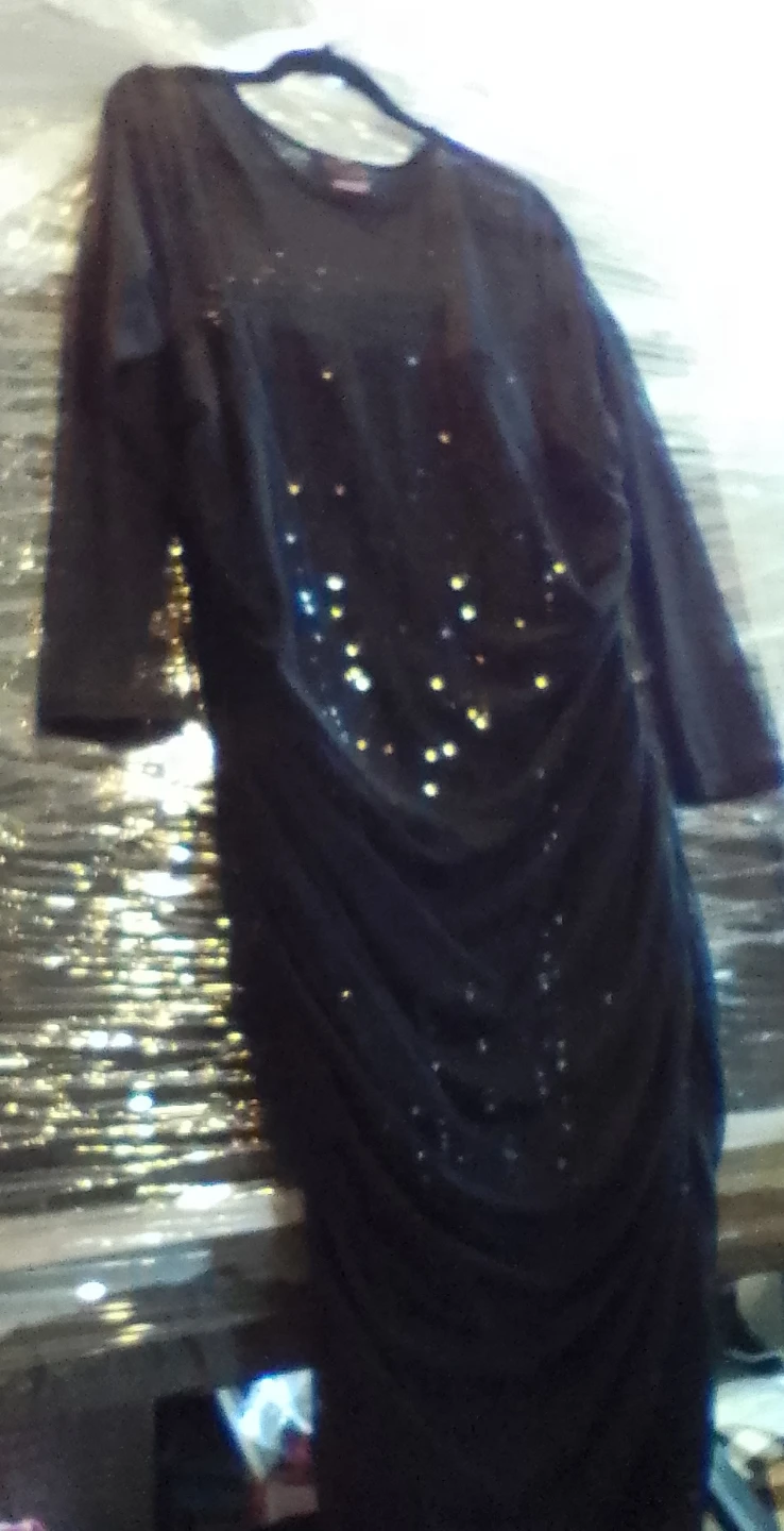 Black Ruched Sheer Sequin Dress