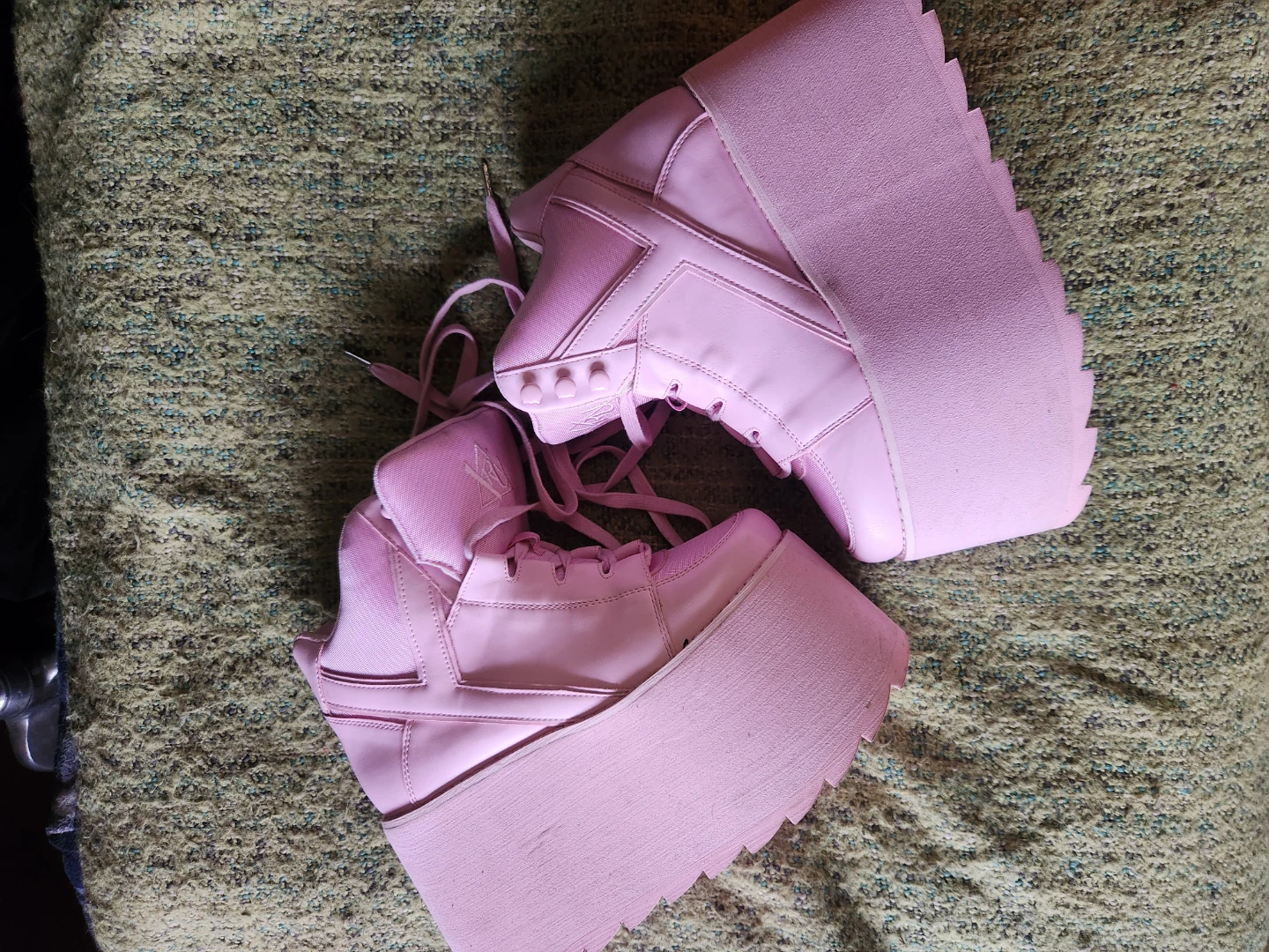 YRU Pink Platform High-Top Sneakers