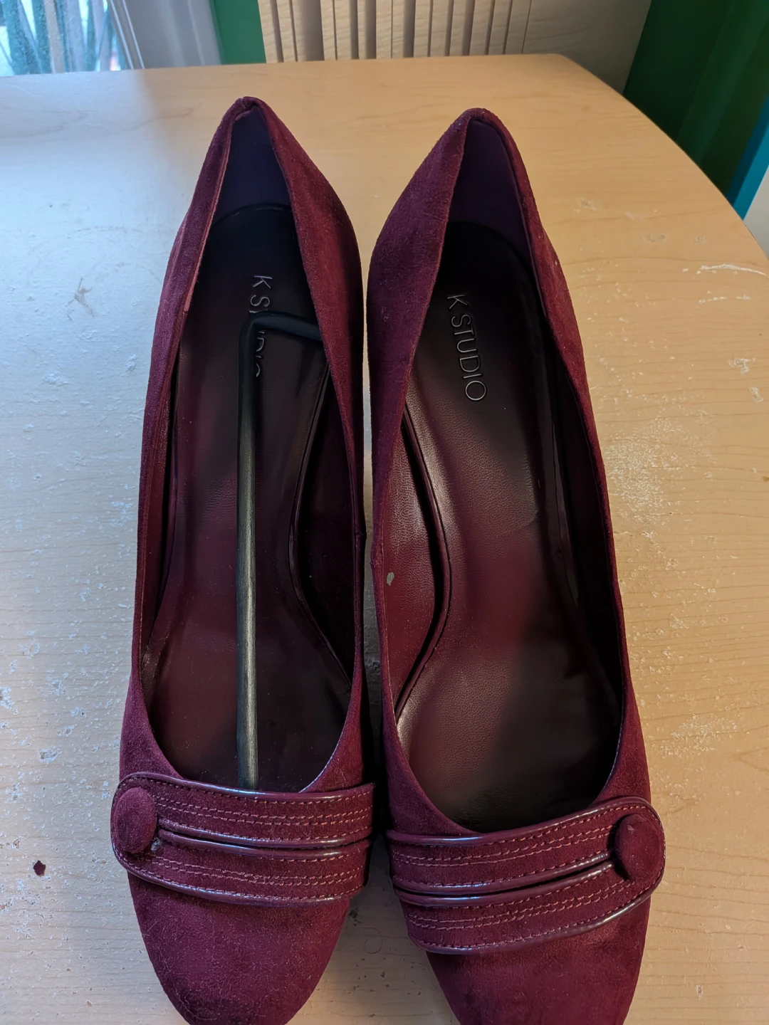 Souliers à talons hauts K STUDIO pour femme, bordeaux, suède - photo 4