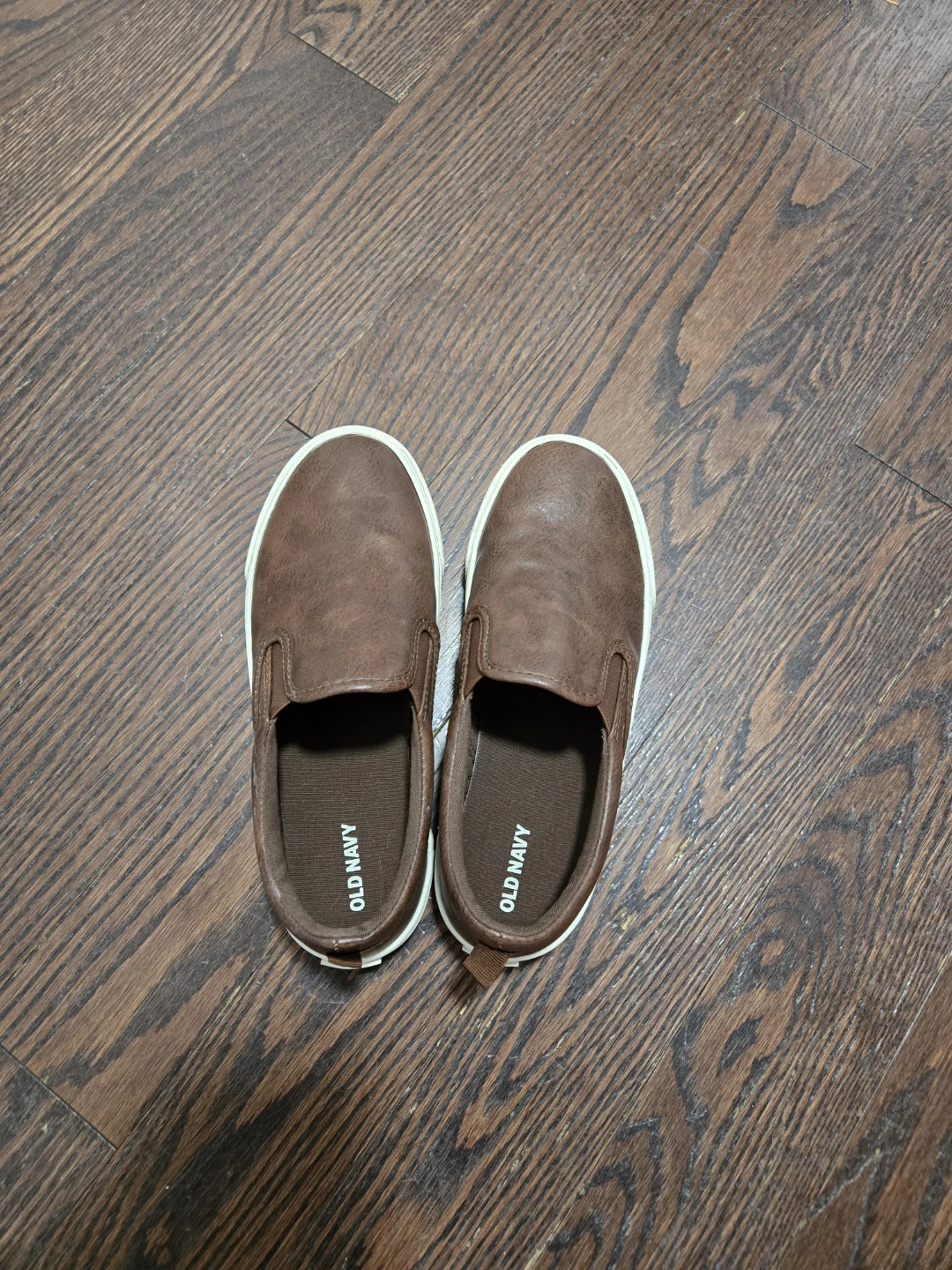 Old Navy Brown Faux Leather Sneakers - Boy's size 6