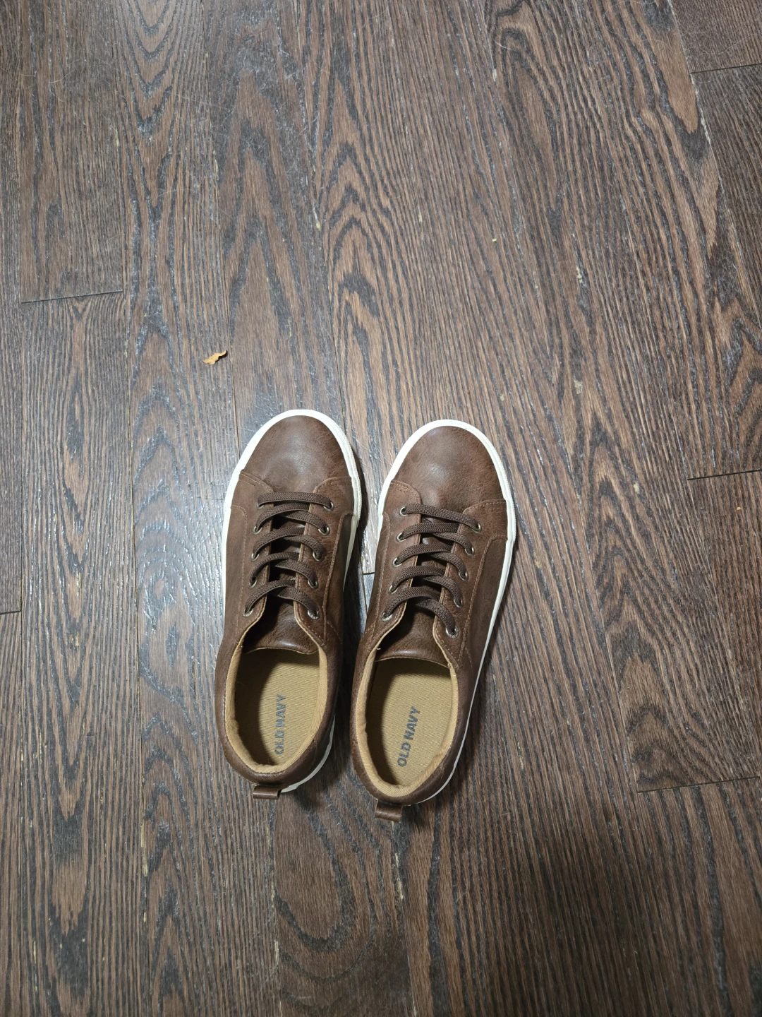 Old Navy Brown Faux Leather Sneakers - Boy's size 6 - photo 2