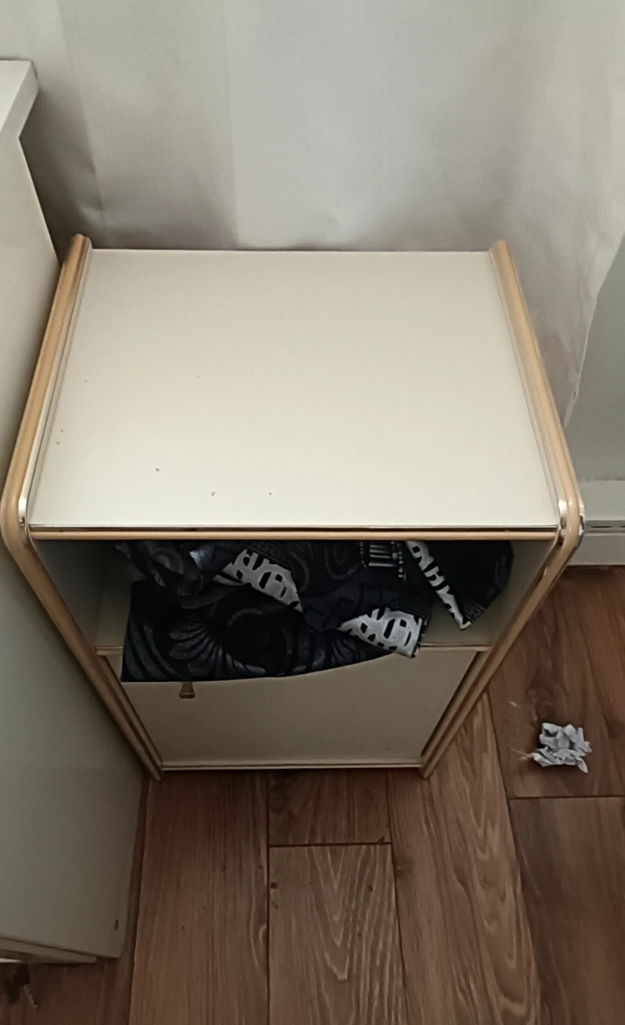 Cream and Gold Bedside Table with Drawer