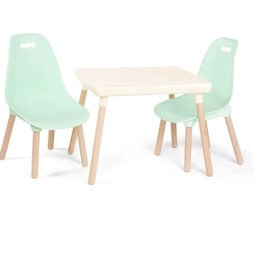 Toddler Table and 2 Chairs Set - Mint Green & Wood