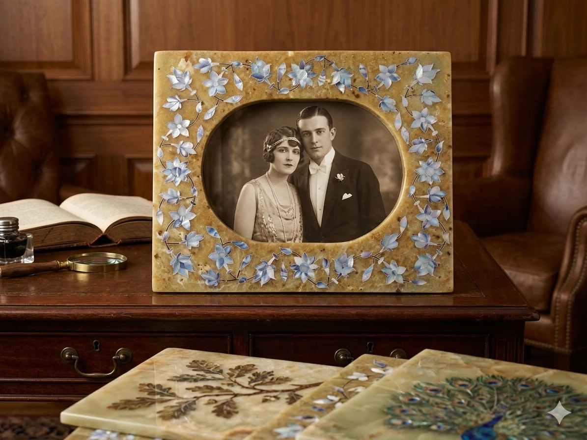 Masterpiece Inlaid Stone Photo Frame – Brand New