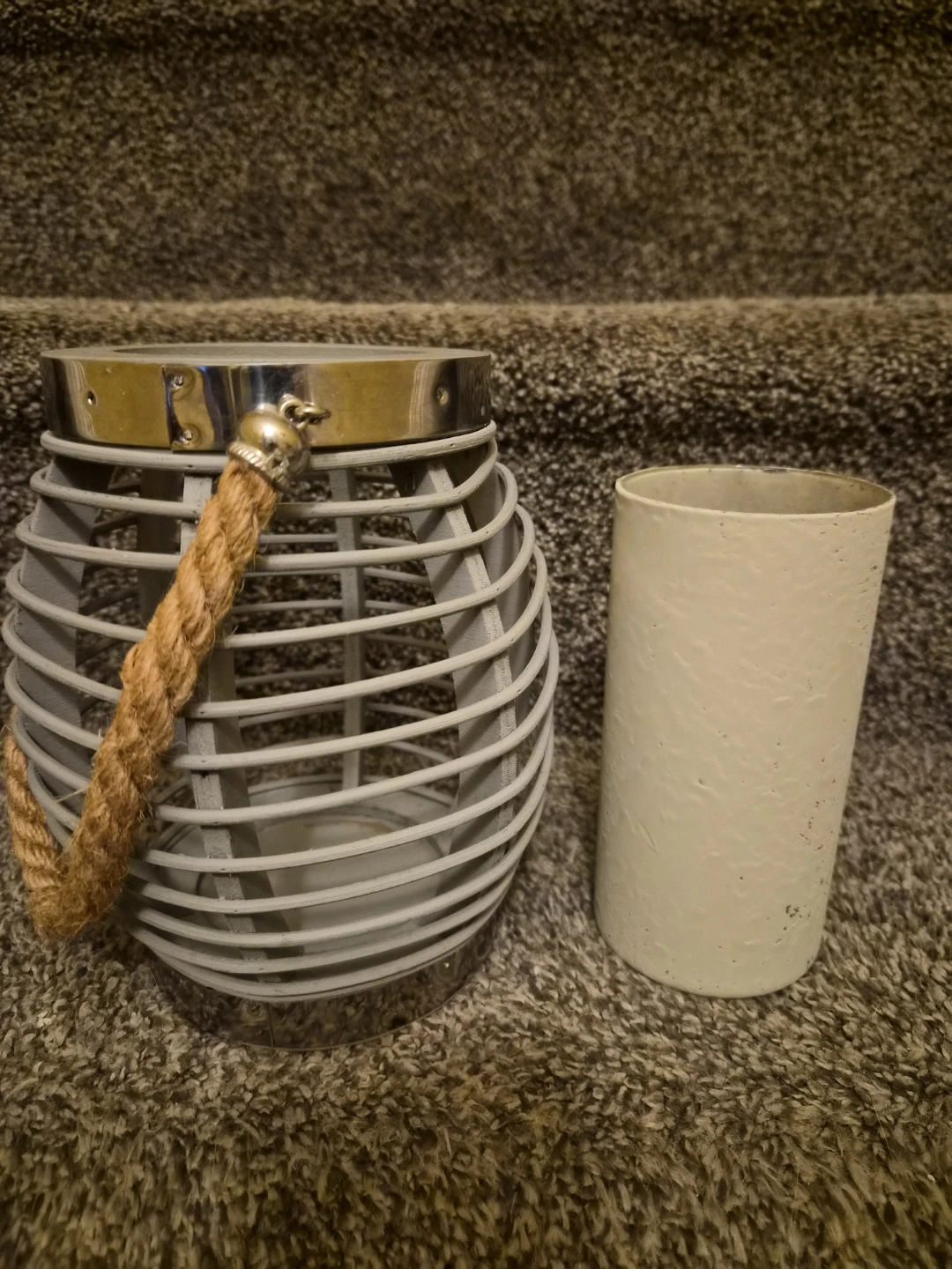 Set of 2 Grey Wire Lanterns with Rope Handles - photo 4