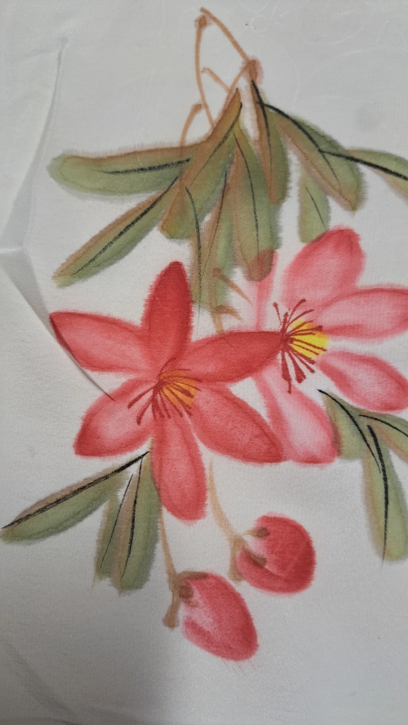 New Hand-Painted Silk Scarf with Floral Design - photo 2