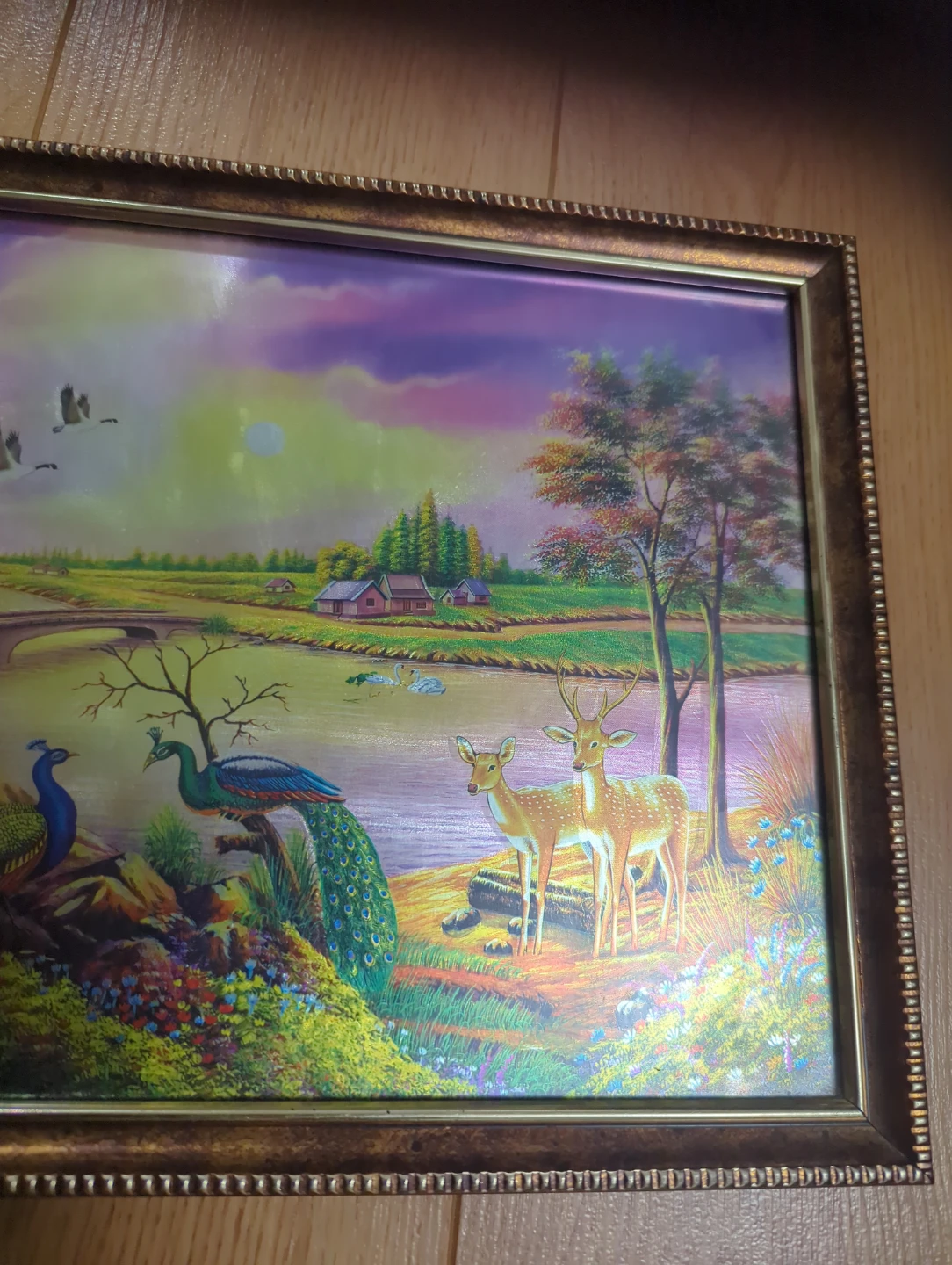 Beautiful serene landscape painting with animals. - photo 4