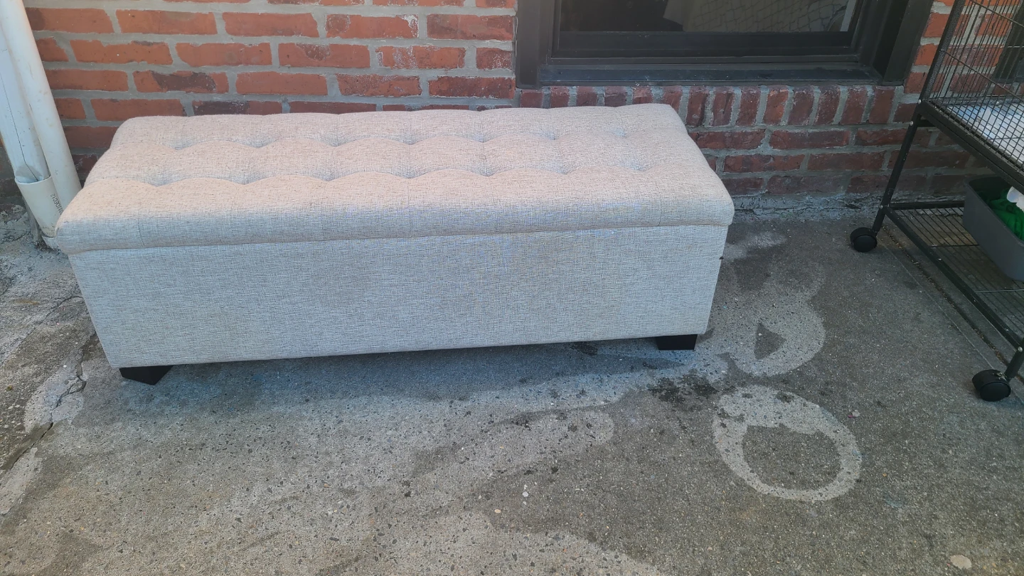 Tufted Storage Ottoman Bench - Beige