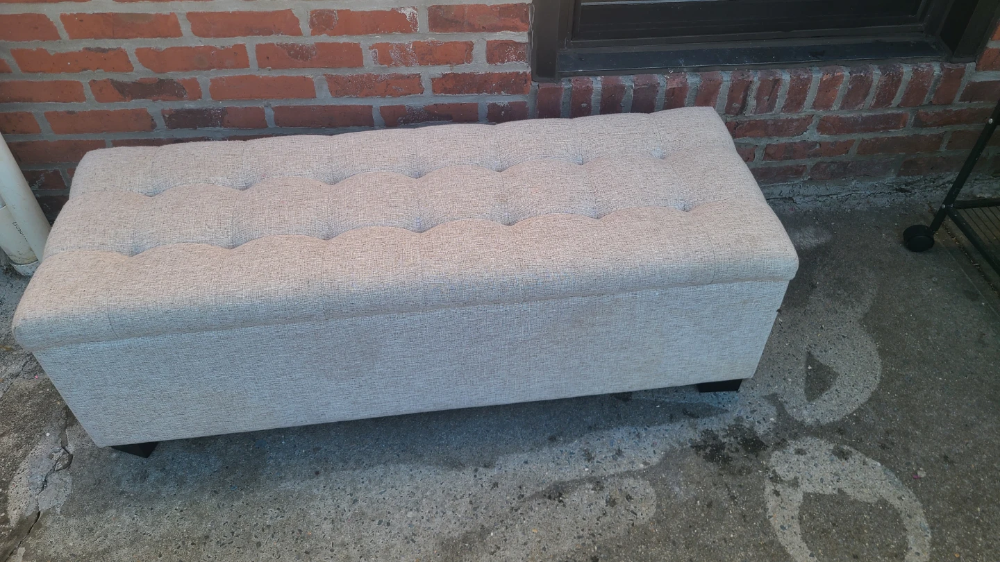 Tufted Storage Ottoman Bench - Beige - photo 2