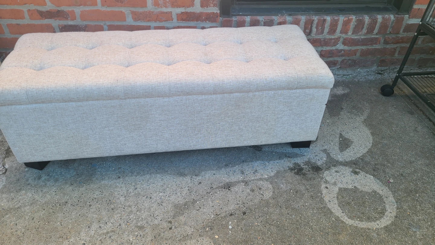 Tufted Storage Ottoman Bench - Beige - photo 3