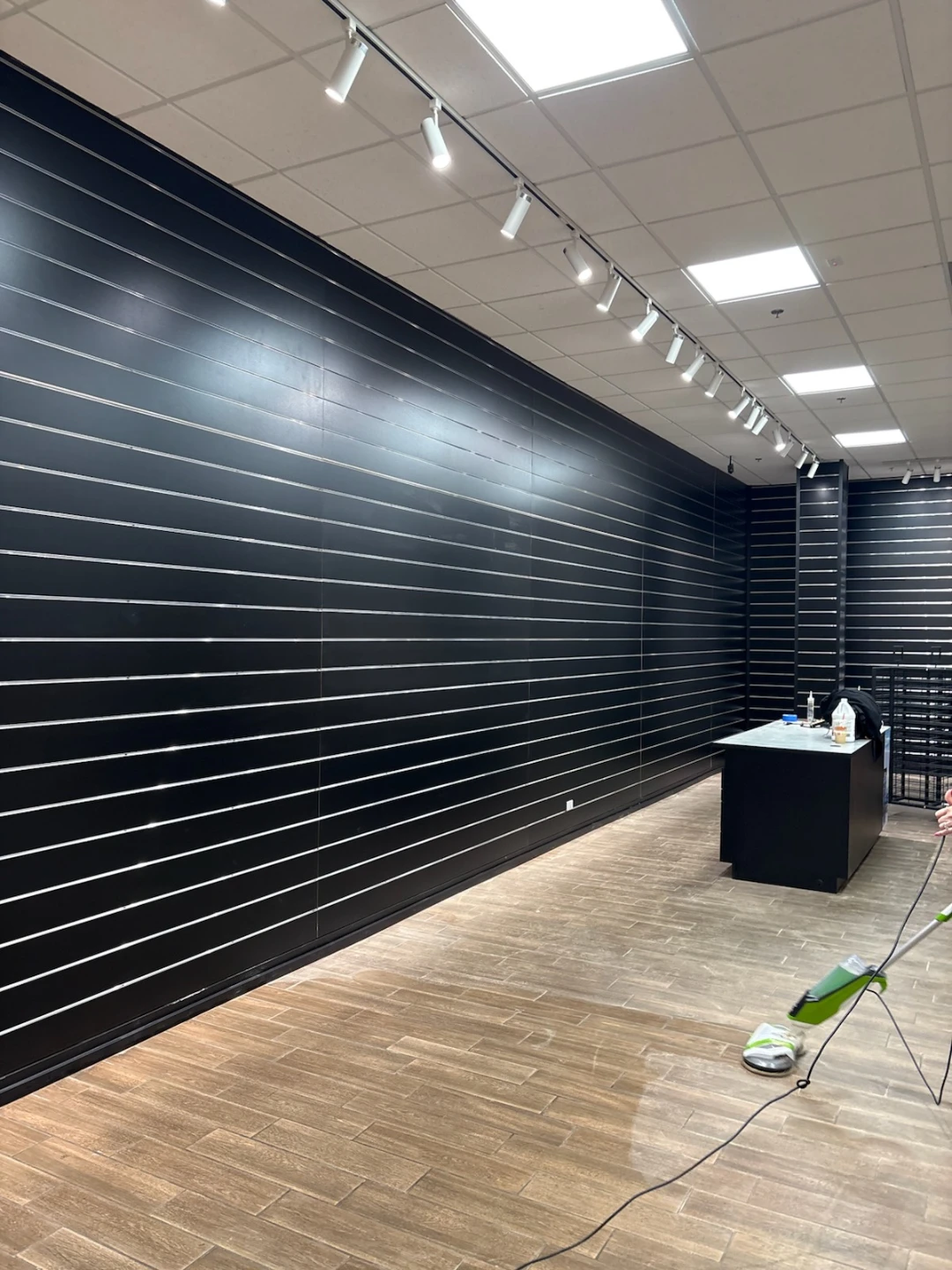 Black Slatwall Panel with Silver Inserts