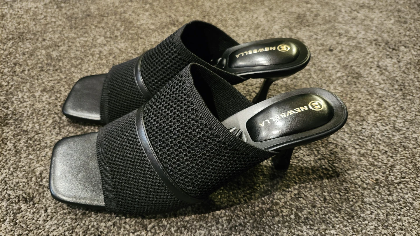 Newbella Black Mesh Heeled Mules - photo 5
