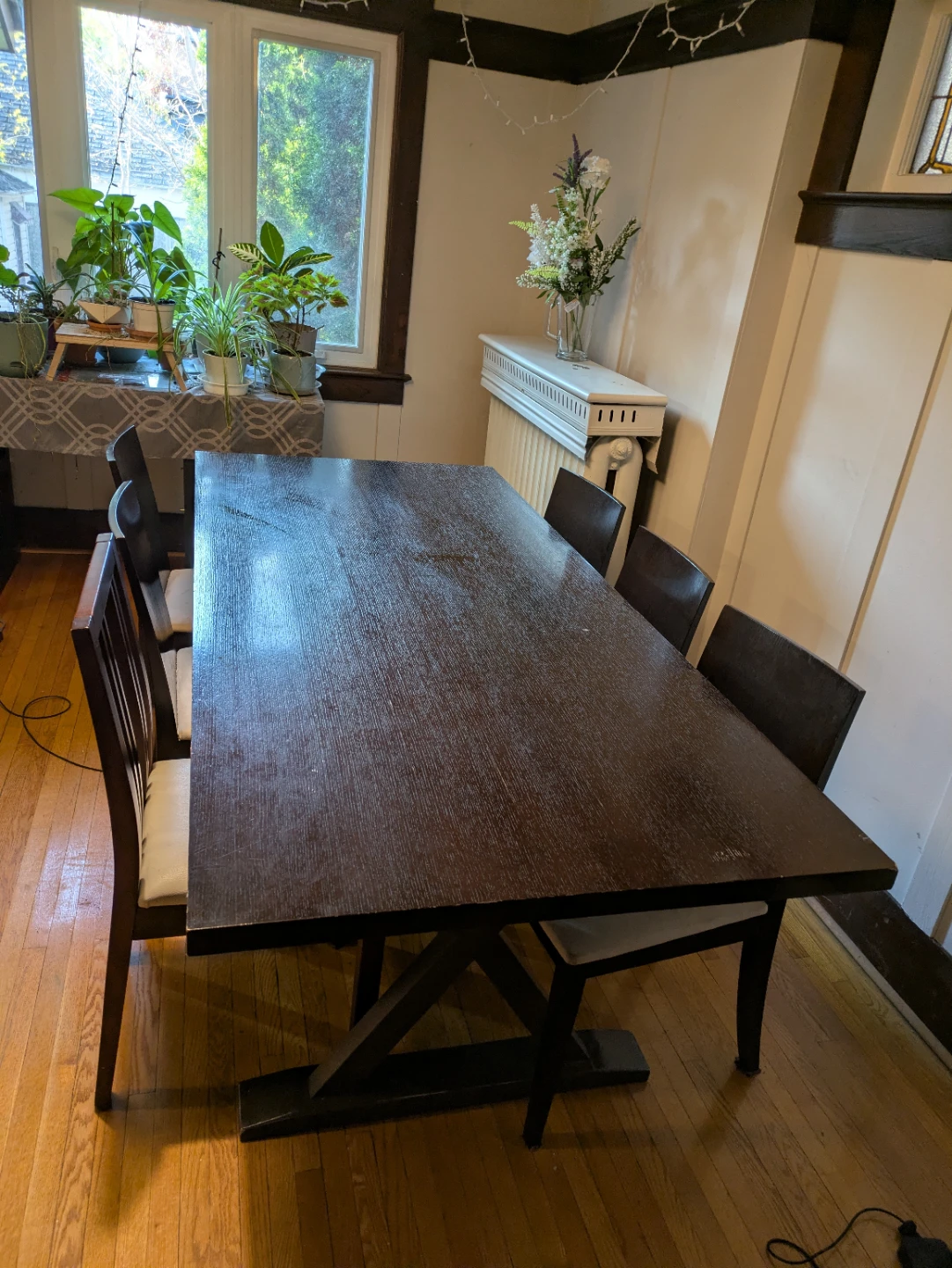 Free 80 inch,  2 meters long dinner table and 6 chairs