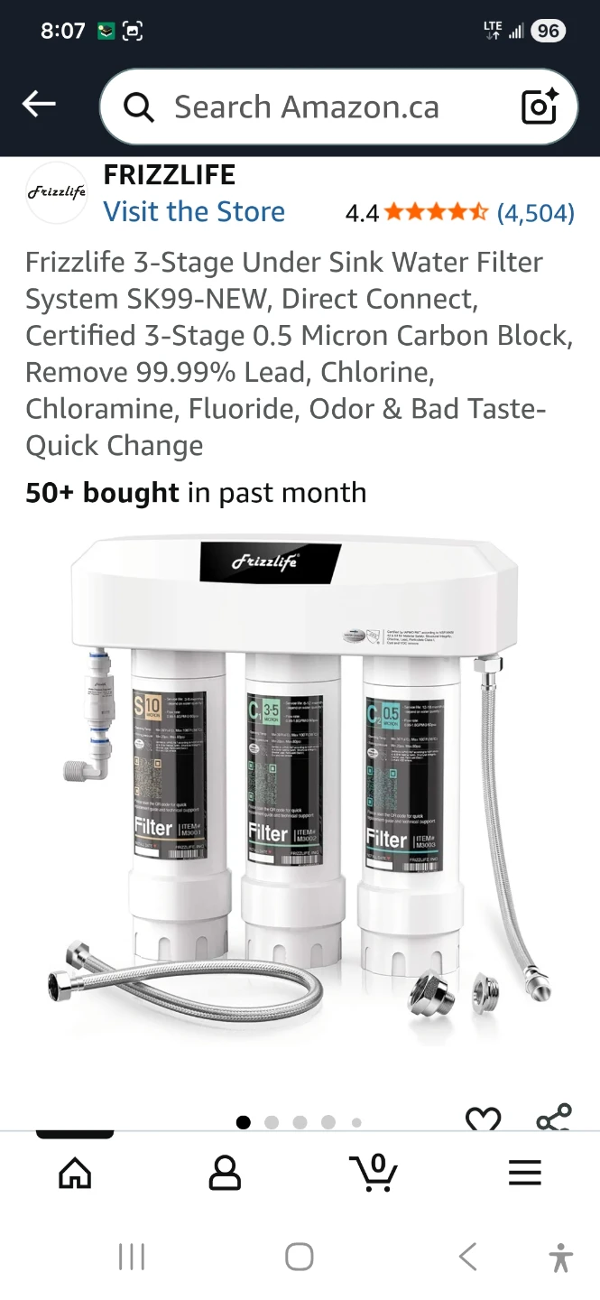 Frizzlife 3-Stage Under Sink Water Filter System SK99