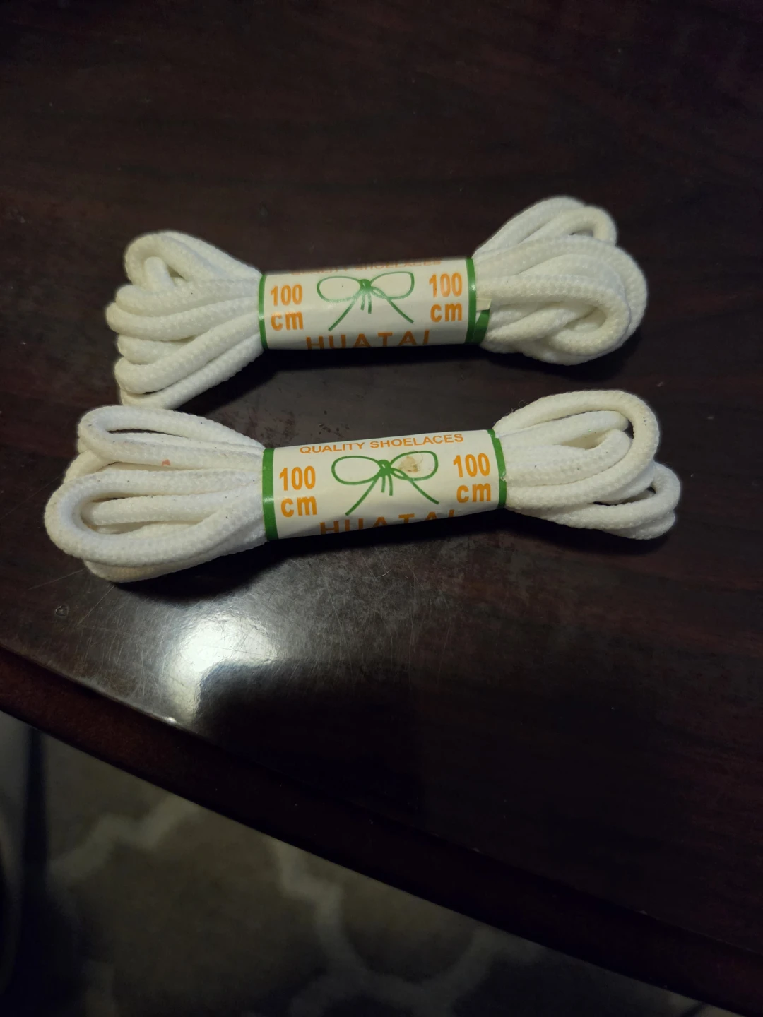 Huatai White Quality Shoelaces - 100cm (2 Pairs)