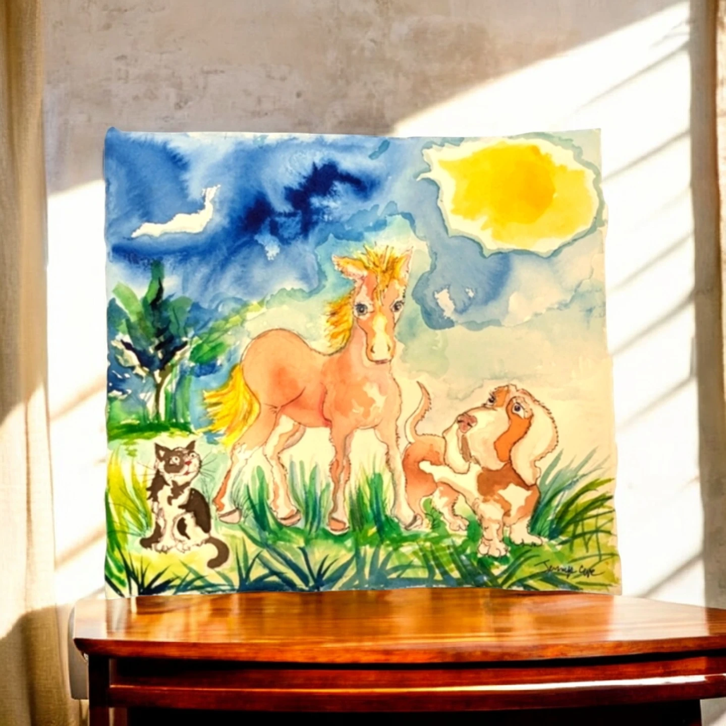 Hand signed original watercolor painting "New Colt"
