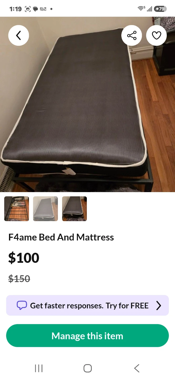Twin Bed Frame and Mattress Set