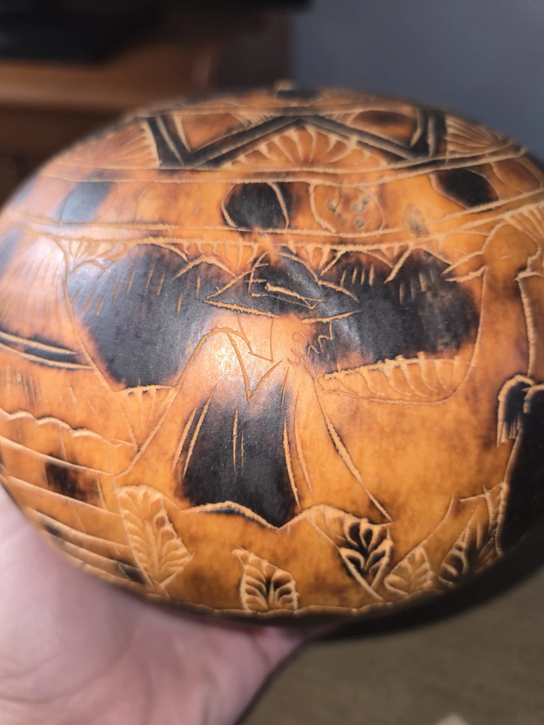Carved Gourd Container