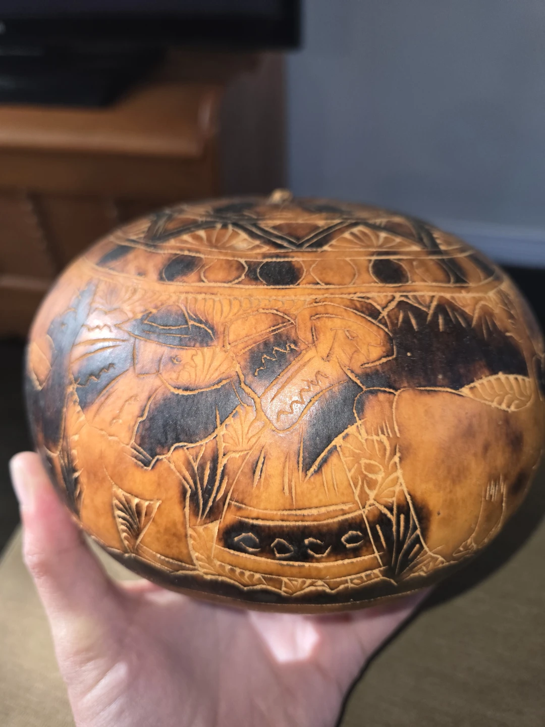 Carved Gourd Container - photo 3
