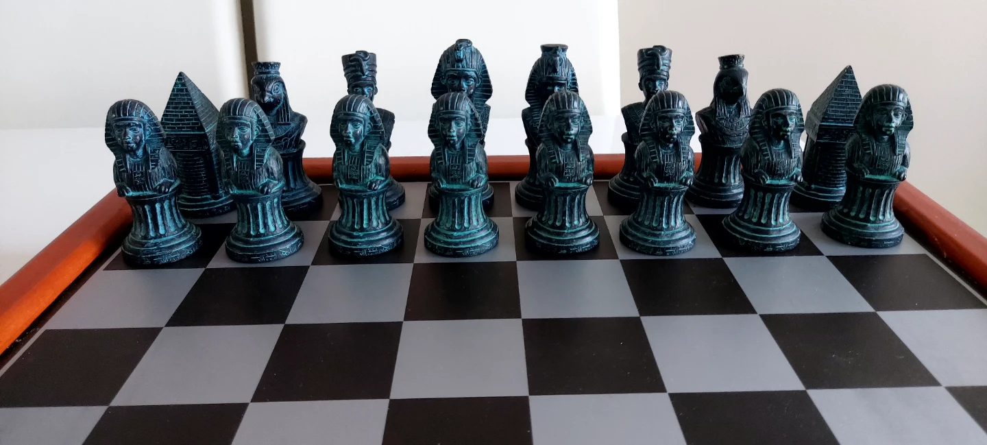 Egyptian Themed Chess Set with Wooden Box - photo 3
