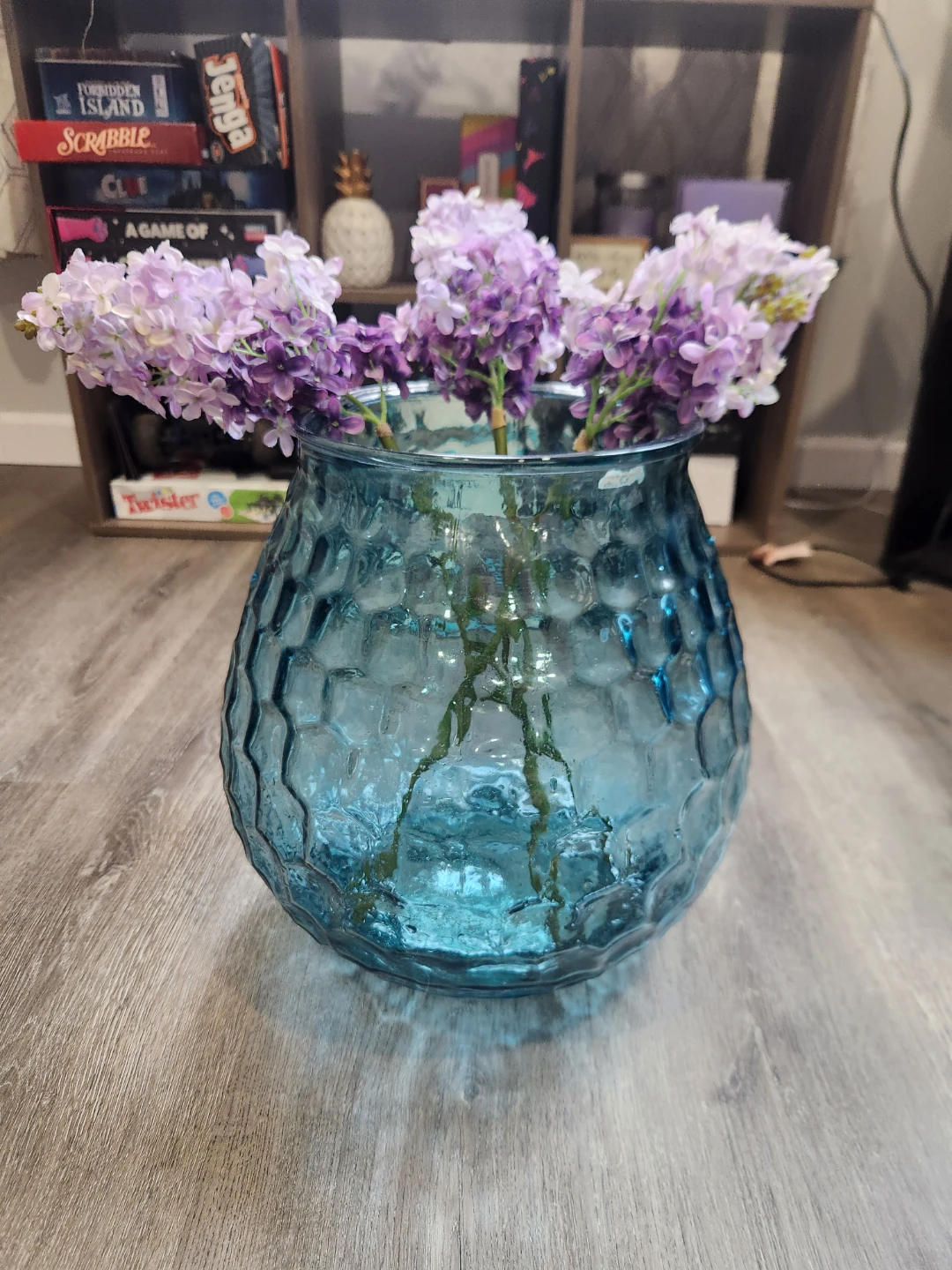 Blue Textured Glass Vase