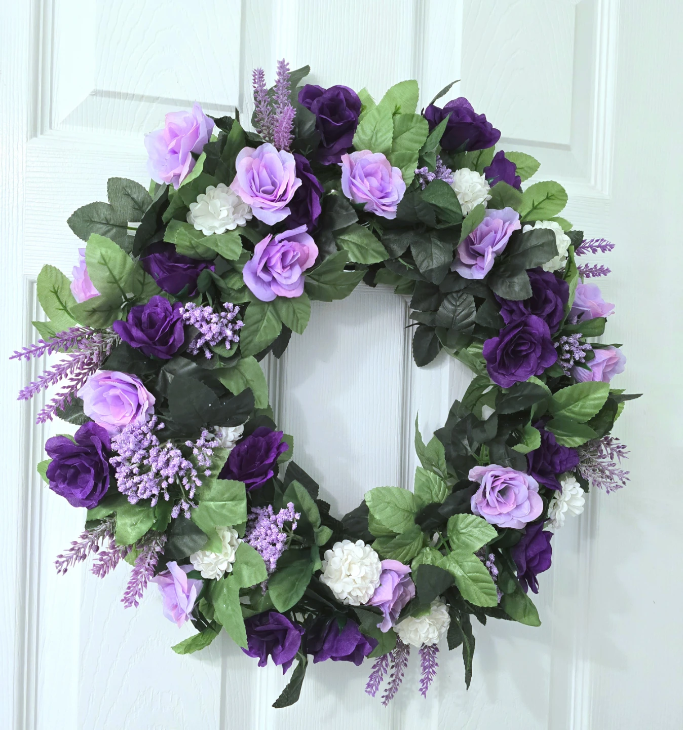 Floral Wreath with Purple and Lavender Roses
