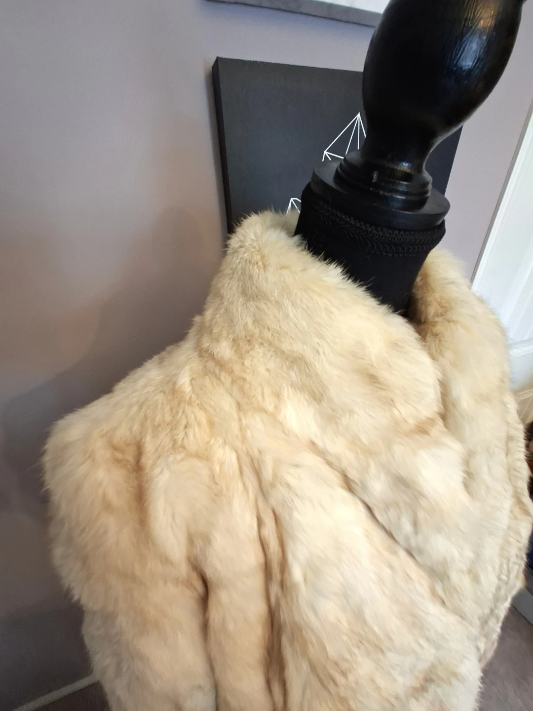 Vintage Beautifur Cream Genuine Rabbit Fur Coat - Size Large - photo 4