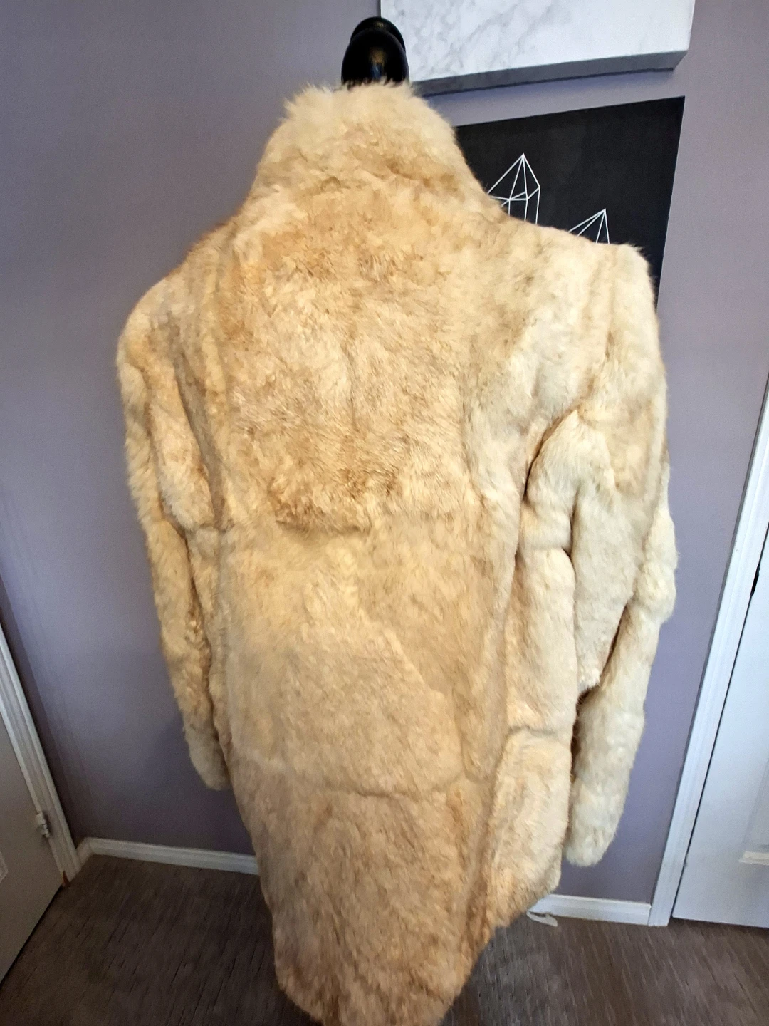 Vintage Beautifur Cream Genuine Rabbit Fur Coat - Size Large - photo 5