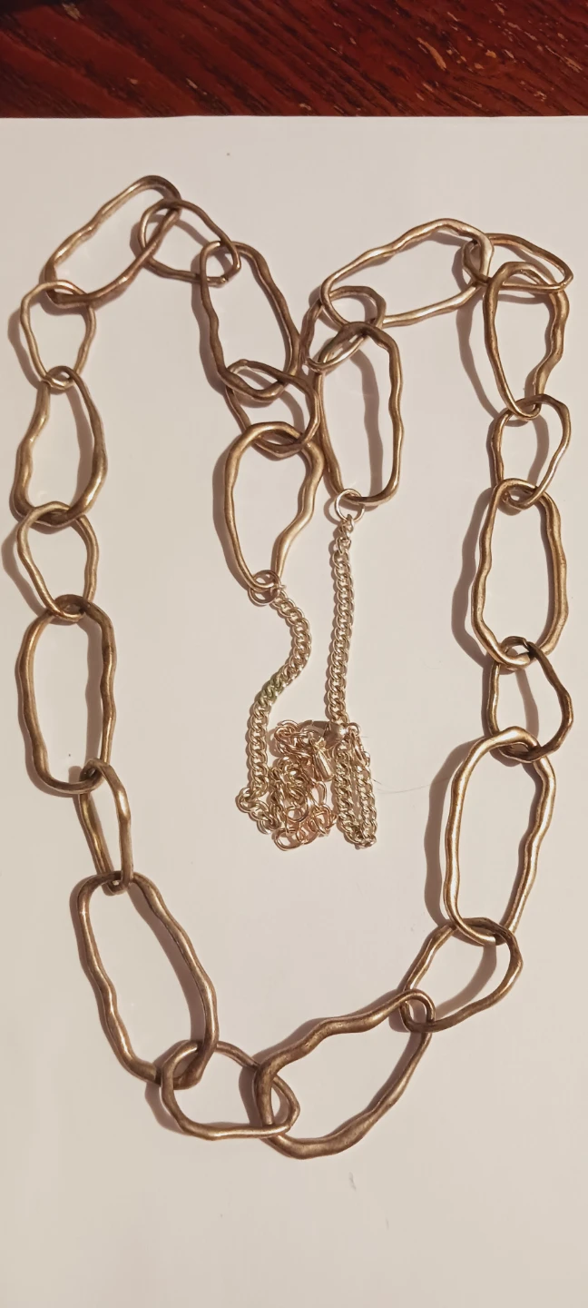 Unique Abstract Artsy Silver Tone Chunky Link Chain Necklace - photo 3