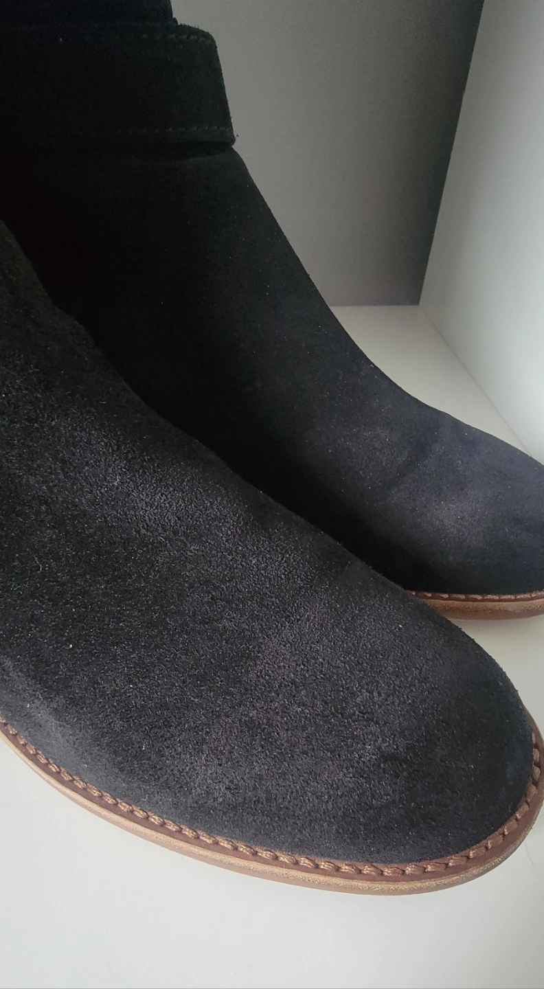 Tory Burch Black Suede Ankle Boots with Buckle Detail - photo 4
