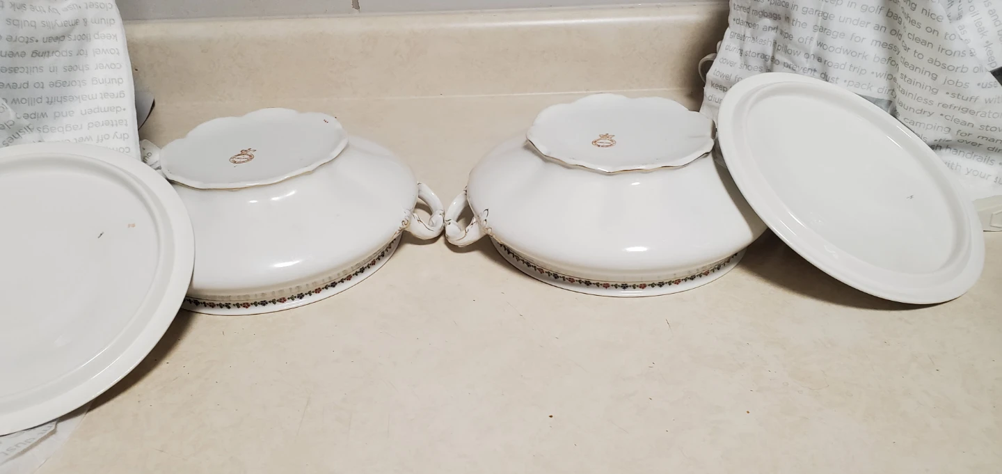 Set of 2 White Porcelain Tureens with Lids - England - photo 3
