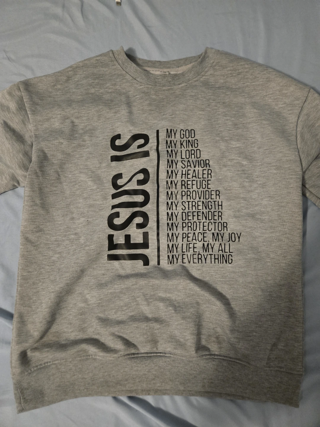 Grey Crewneck Sweatshirt - Jesus Is Design - photo 2