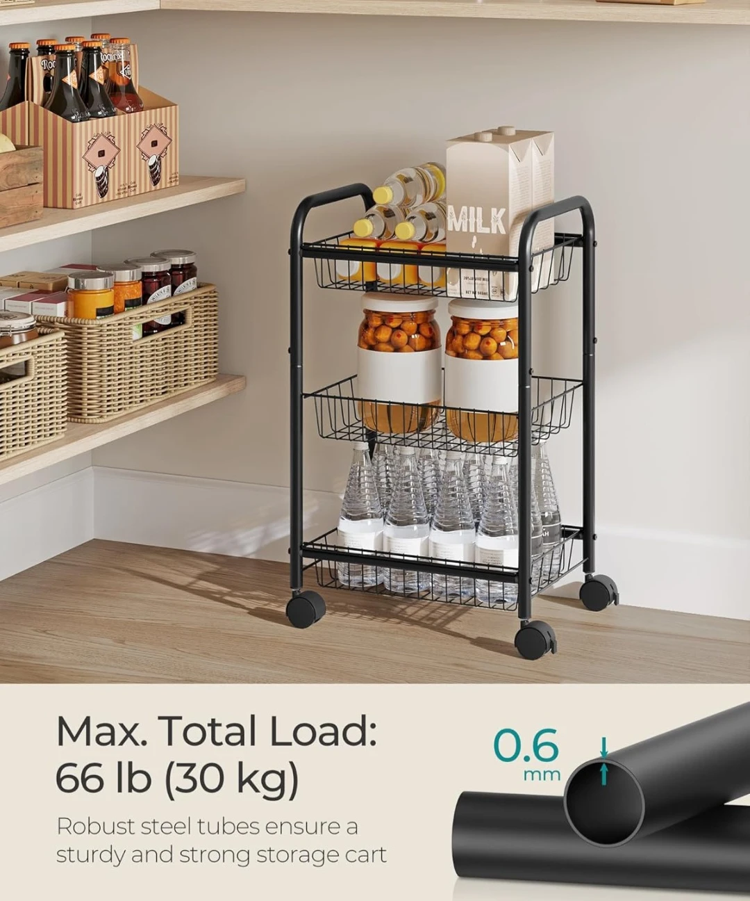 SONGMICS 3-Tier Rolling Storage Cart - photo 2