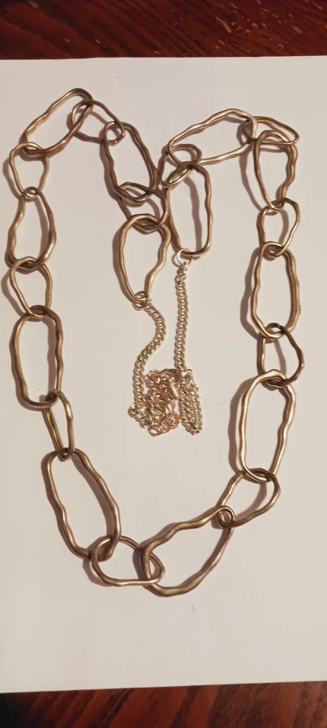 Unique Abstract Artsy Silver Tone Chunky Link Chain Necklace