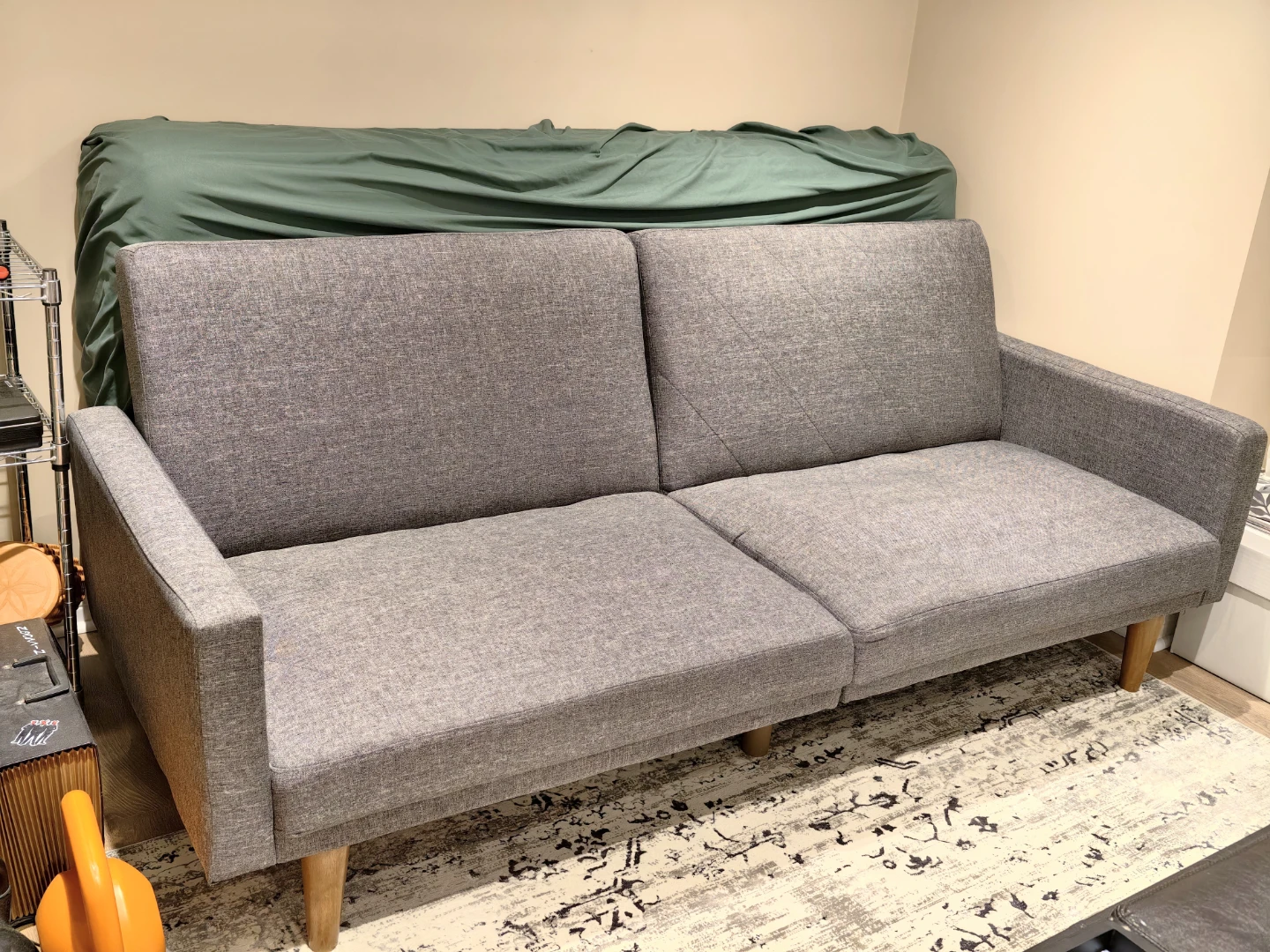 Heritage Grey Linen Convertible Sofa Bed Couch