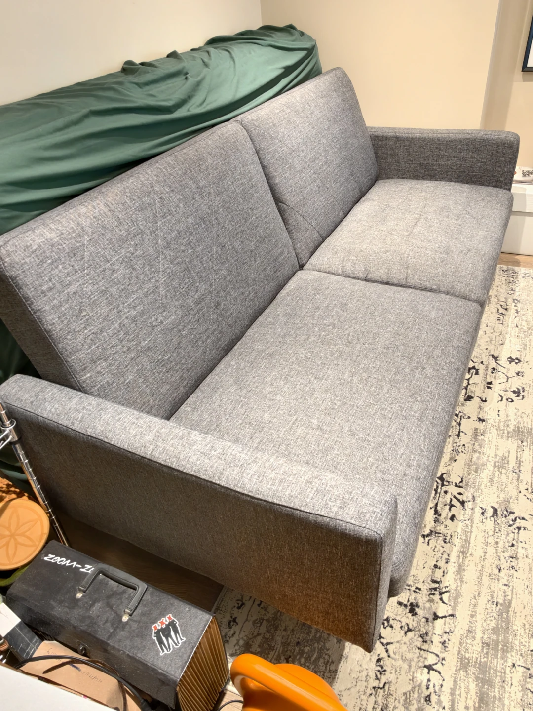 Heritage Grey Linen Convertible Sofa Bed Couch - photo 2