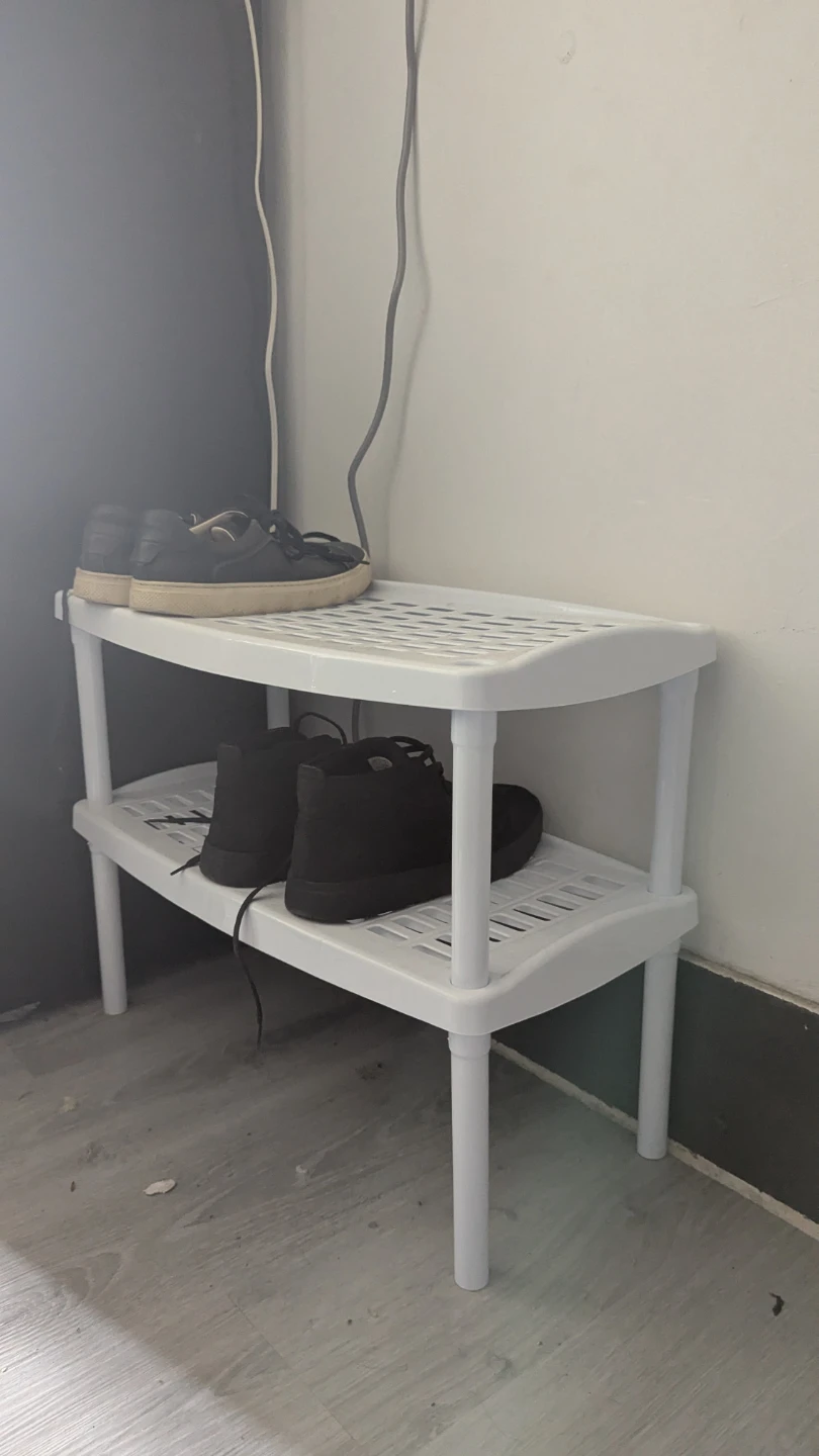 White 2-Tier Plastic Shoe Rack