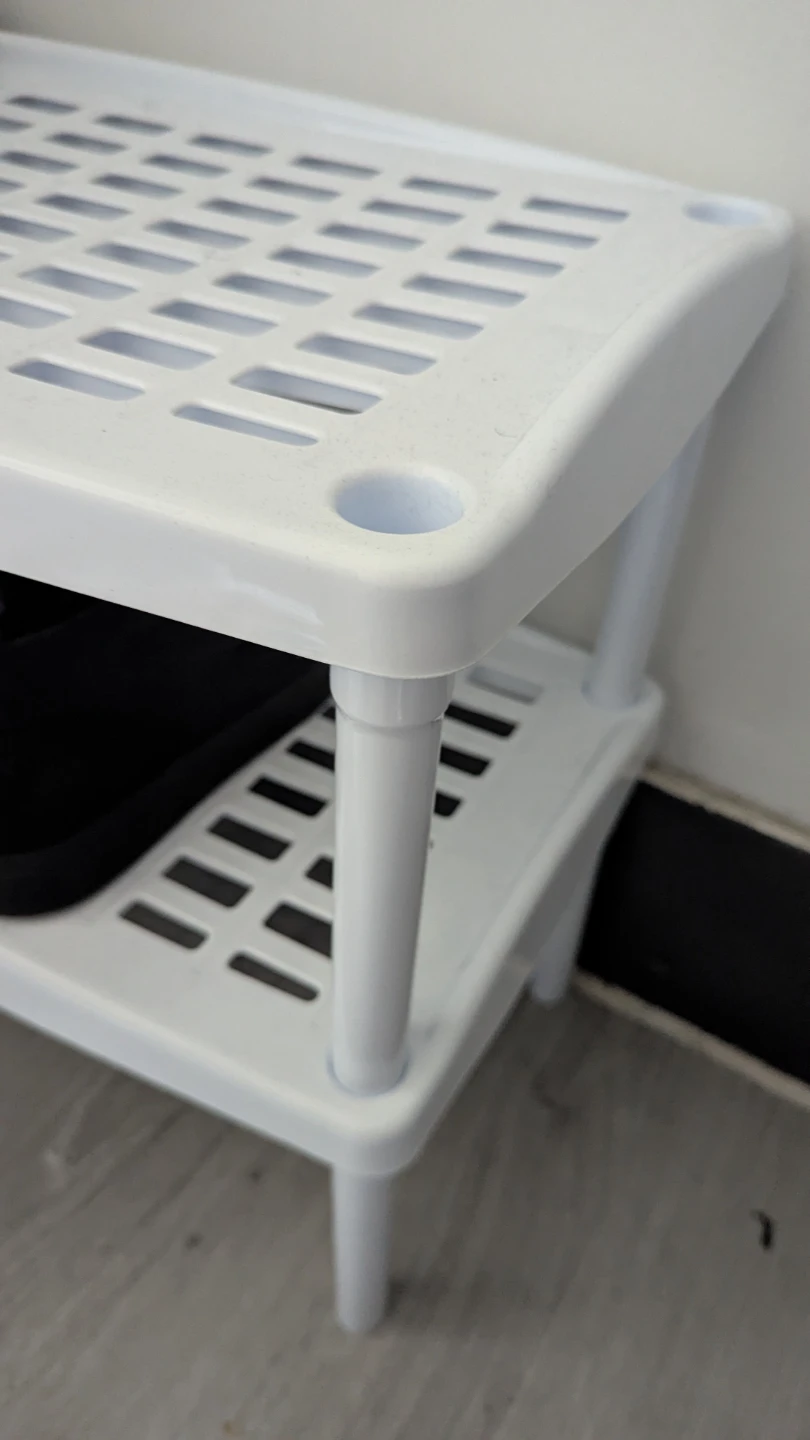 White 2-Tier Plastic Shoe Rack - photo 2