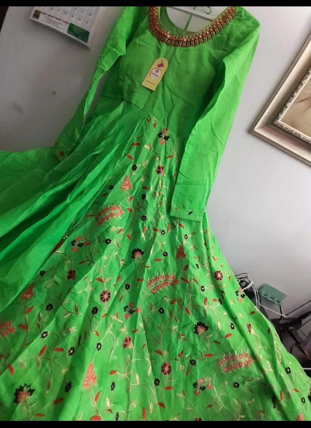 Green Embroidered Anarkali Suit