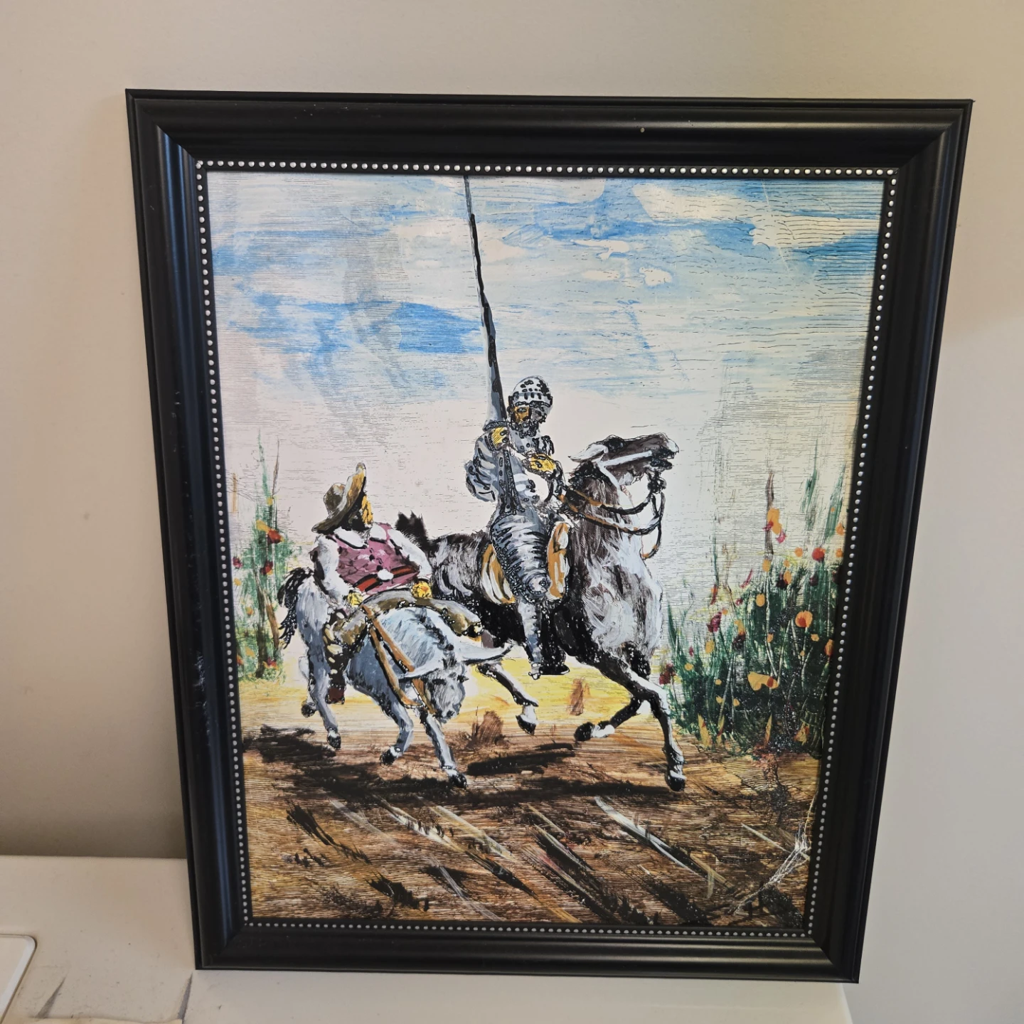 Framed Painting of Don Quixote on Horseback