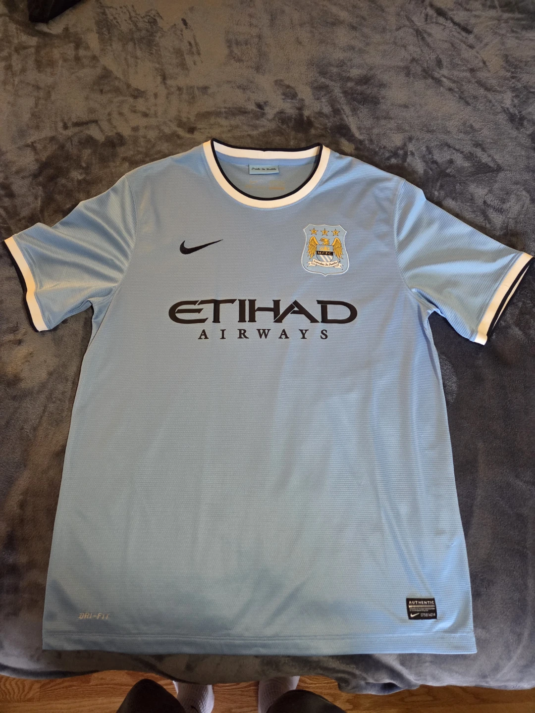 Manchester City FC Etihad Airways Jersey Men's Size L