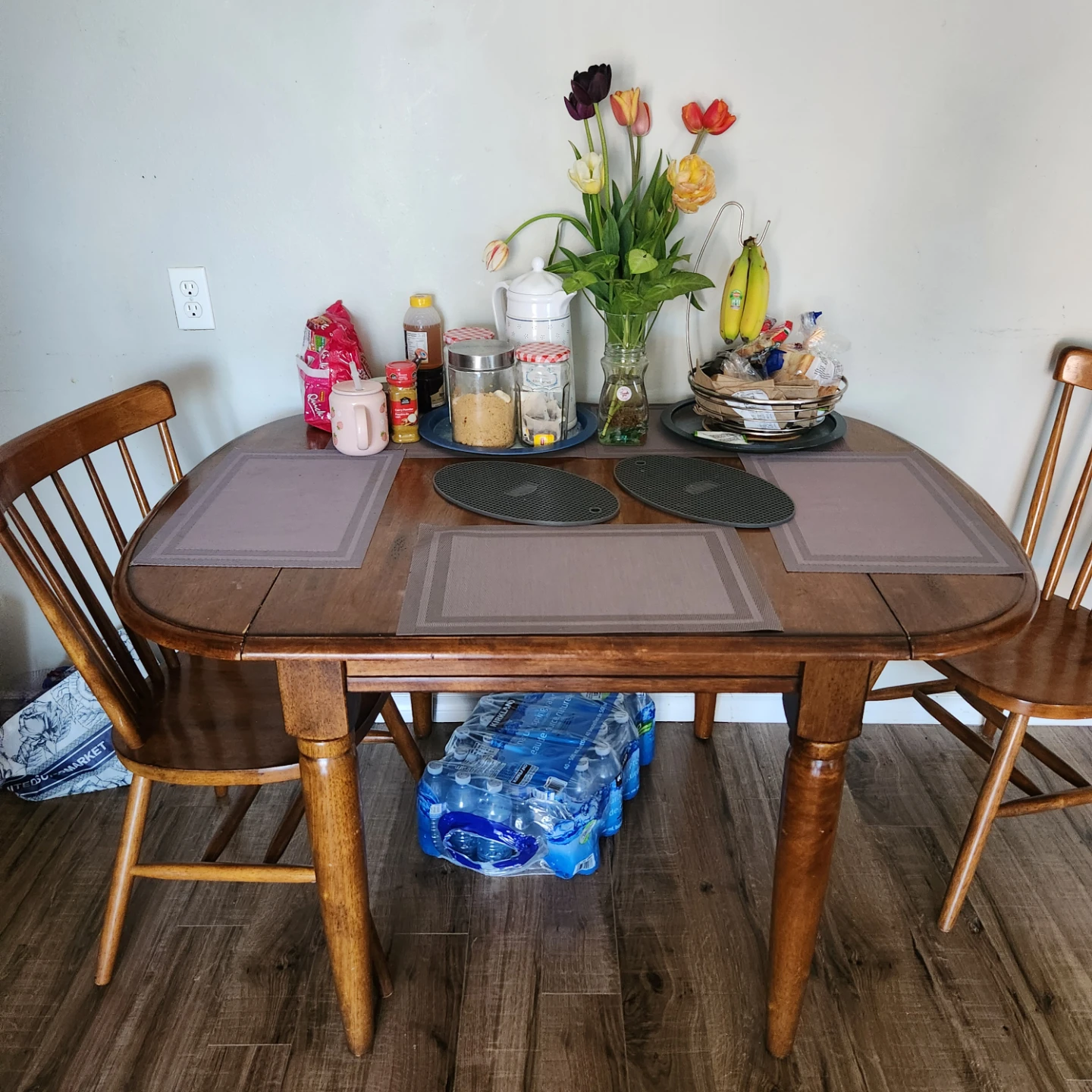 Wooden Dining Table with 2 Chairs
