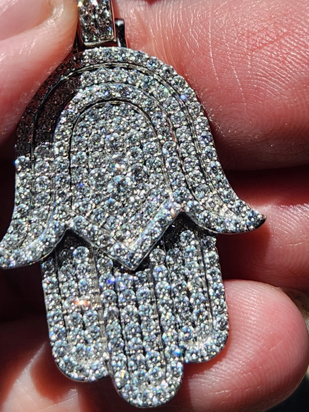 14k white gold Hamsa Pendant 3.50 carats 15 grams - photo 5
