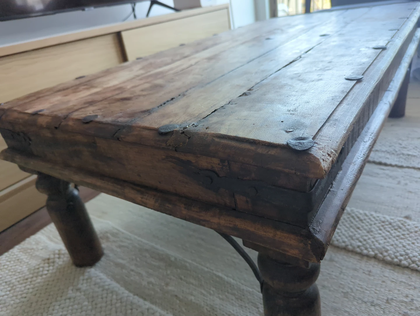 Large Rustic Wood Coffee Table - photo 3