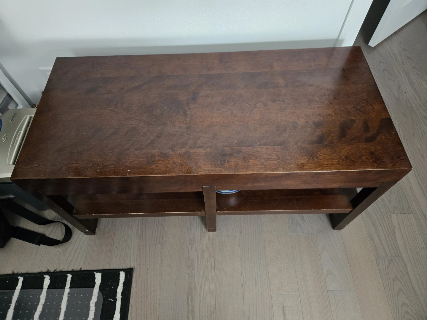Dark Brown Wood Coffee Table with Shelf - photo 2