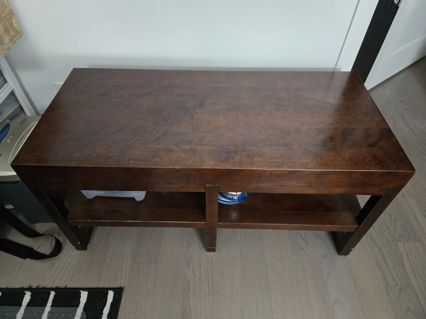 Dark Brown Wood Coffee Table with Shelf - photo 3