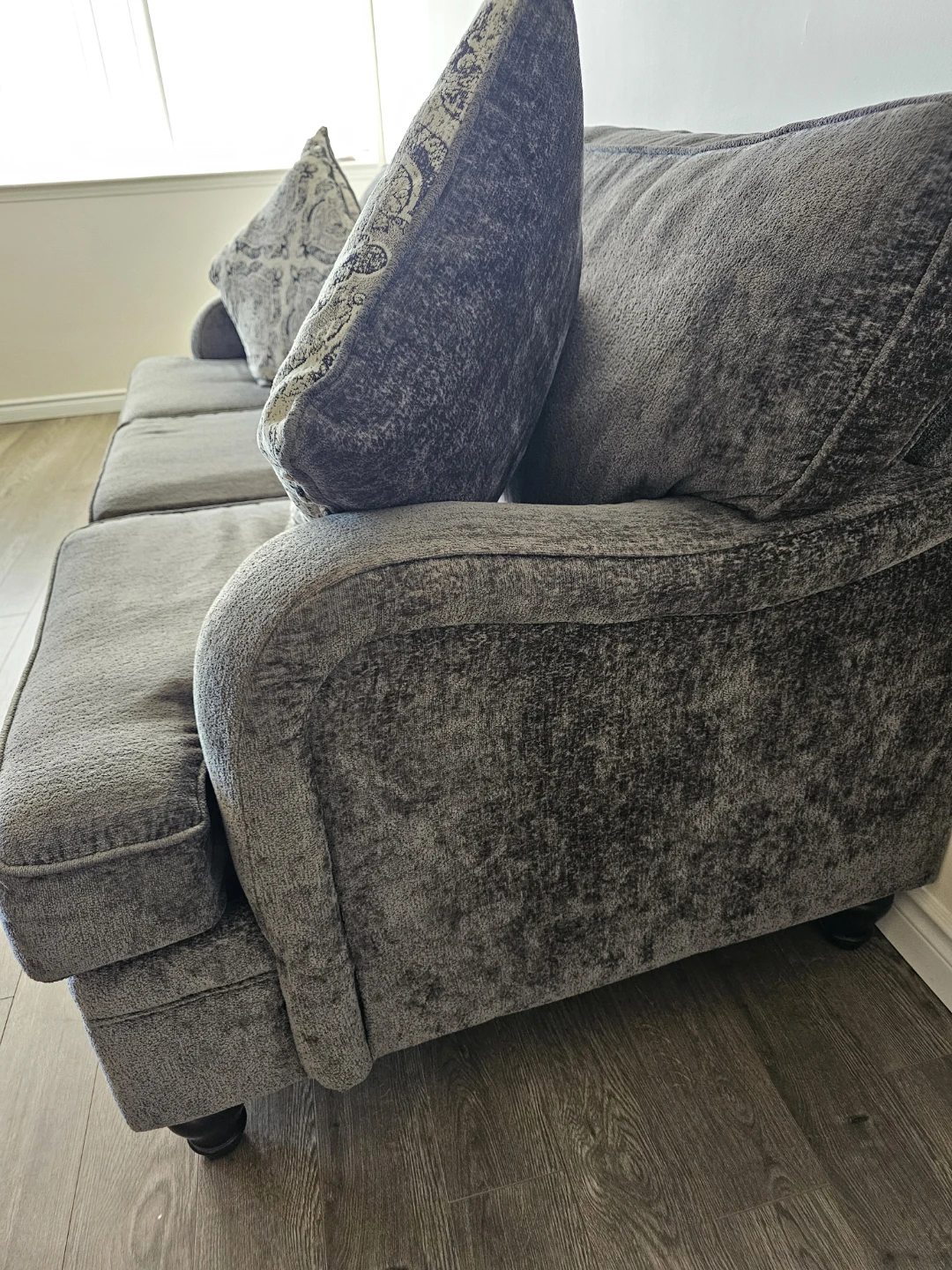 Grey Fabric Sofa with Decorative Pillows - photo 2